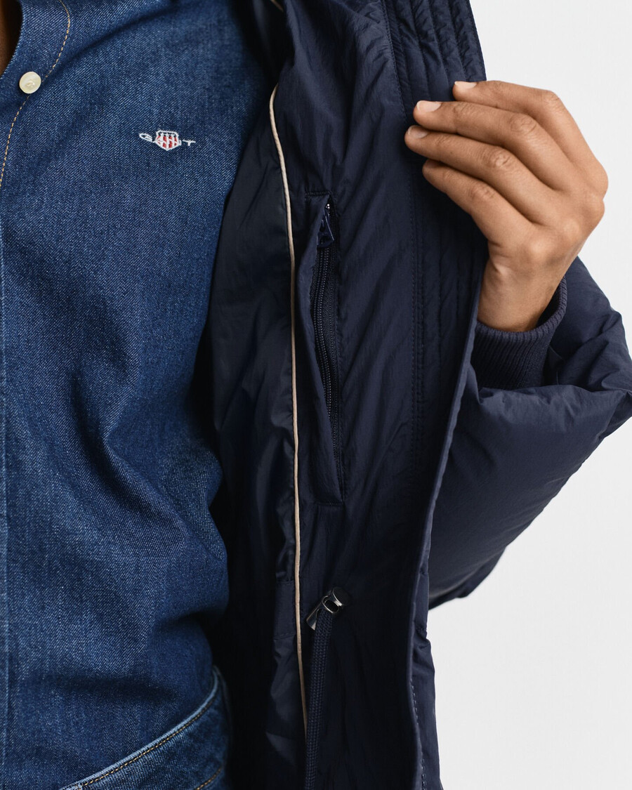 full length down coat - evening blue