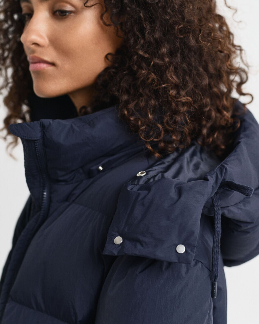full length down coat - evening blue