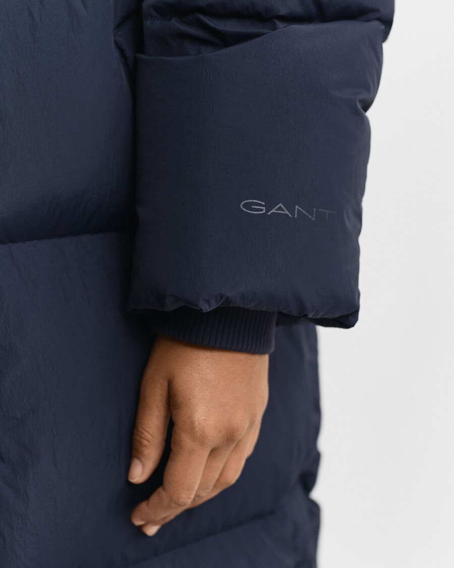 full length down coat - evening blue