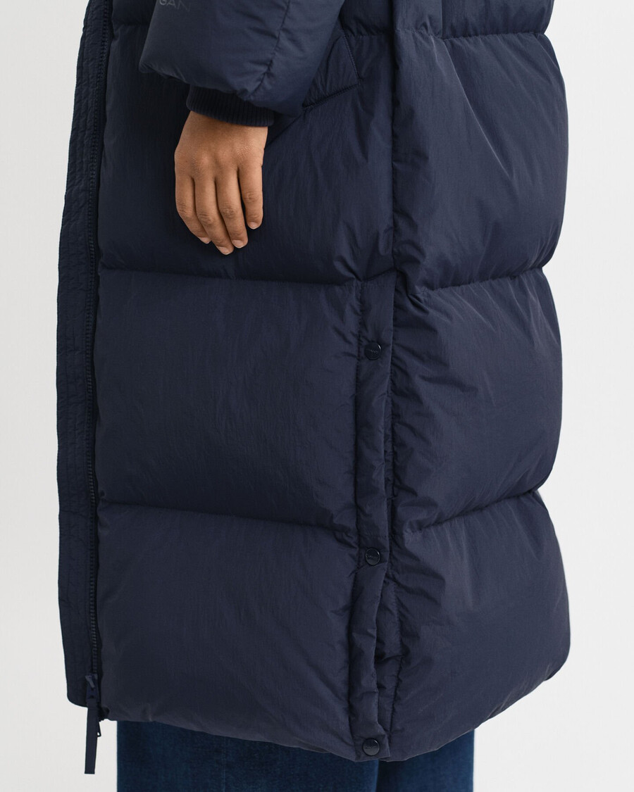 full length down coat - evening blue