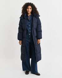 full length down coat - evening blue