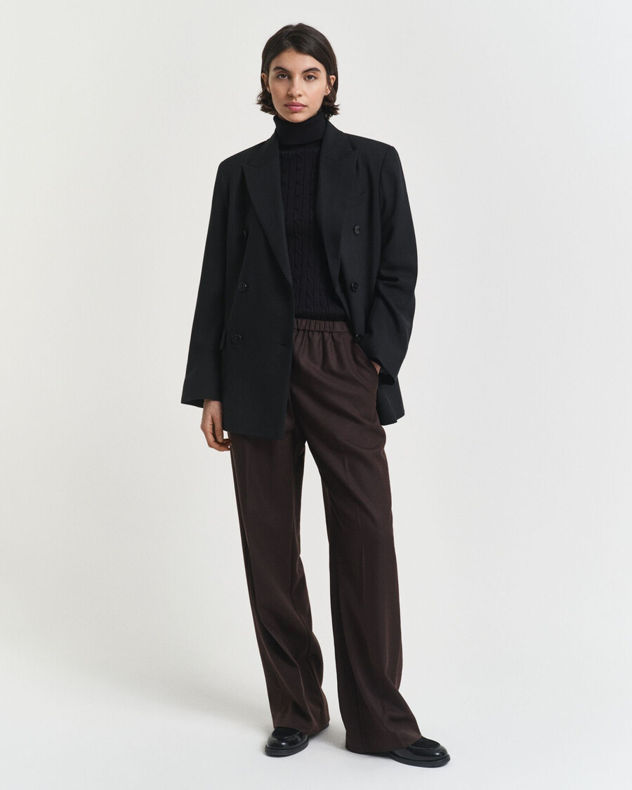 stretch cotton cable knit turtleneck sweater - black