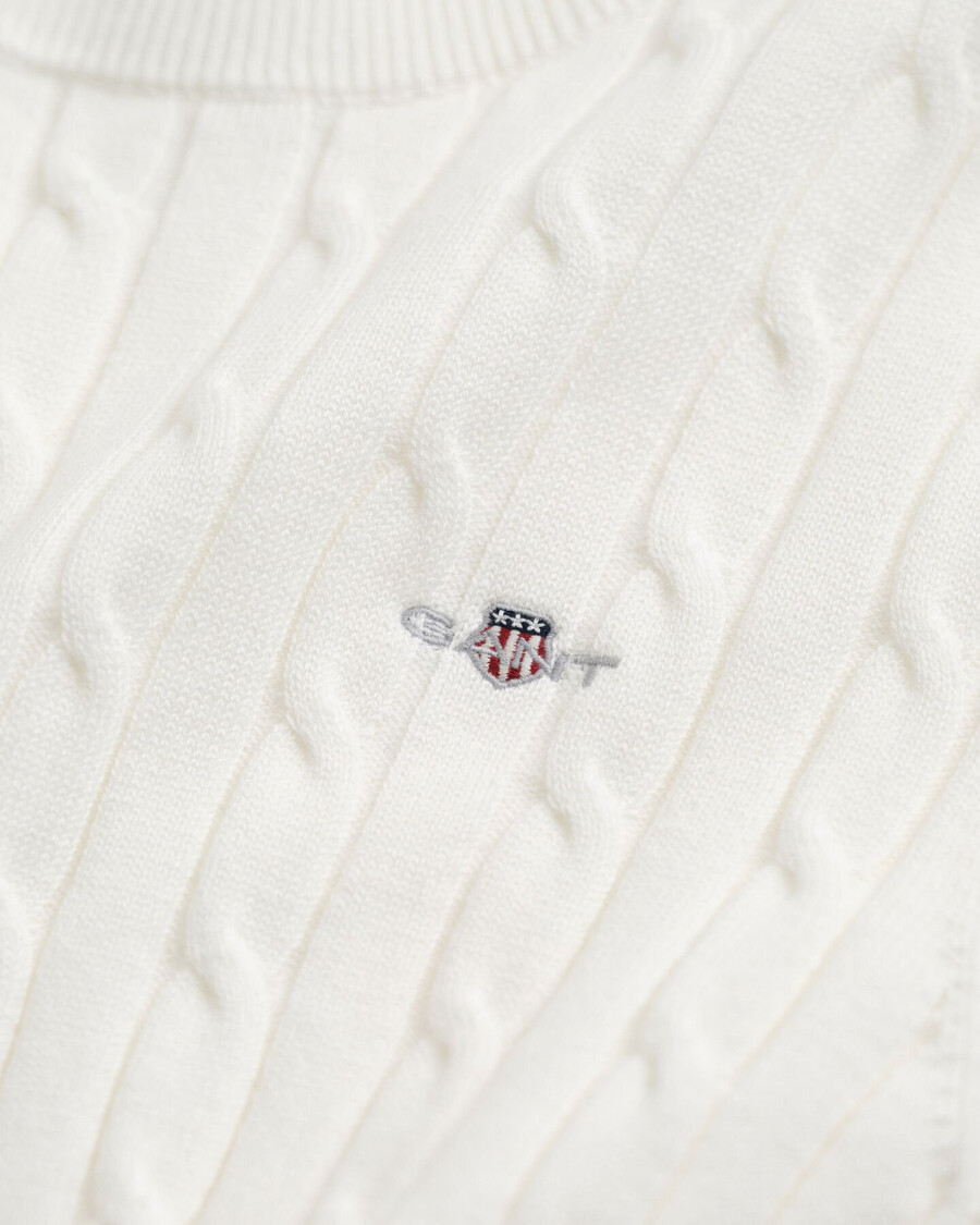 stretch cotton cable knit sweater - eggshell