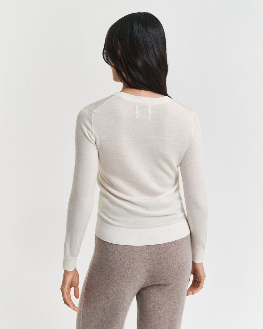 extra fine merino wool crew neck sweater - cream