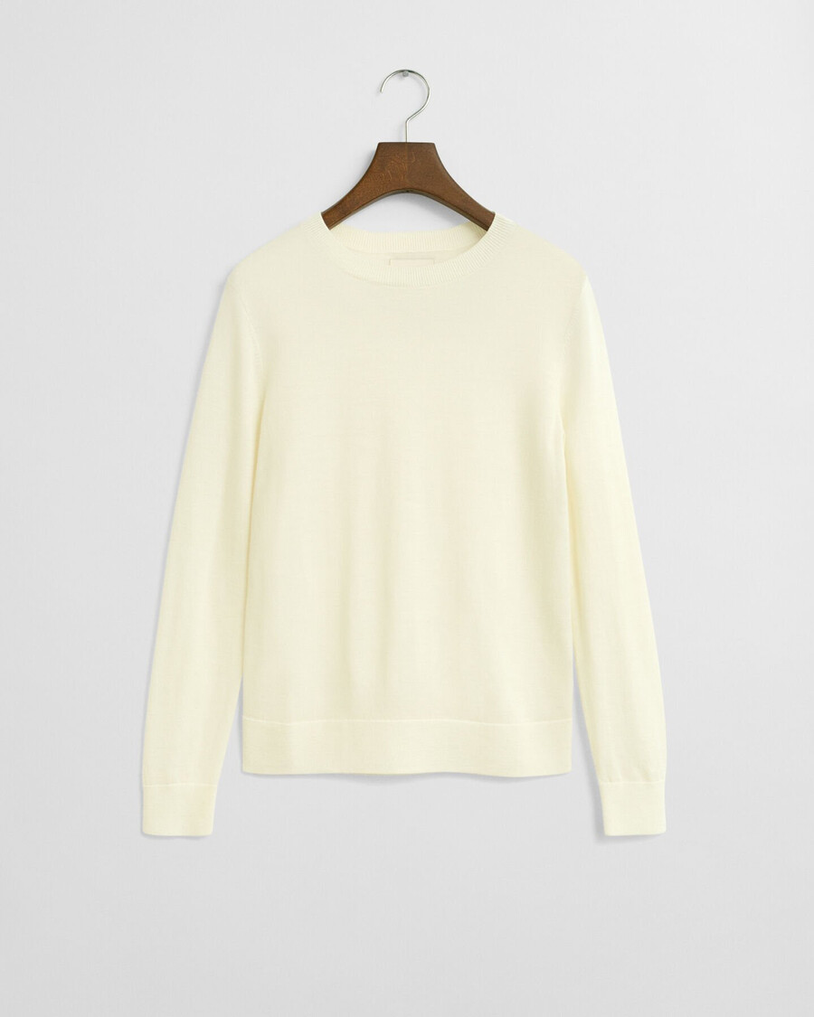 extra fine merino wool crew neck sweater - cream