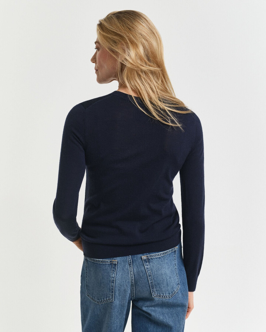 extra fine merino wool crew neck sweater - evening blue