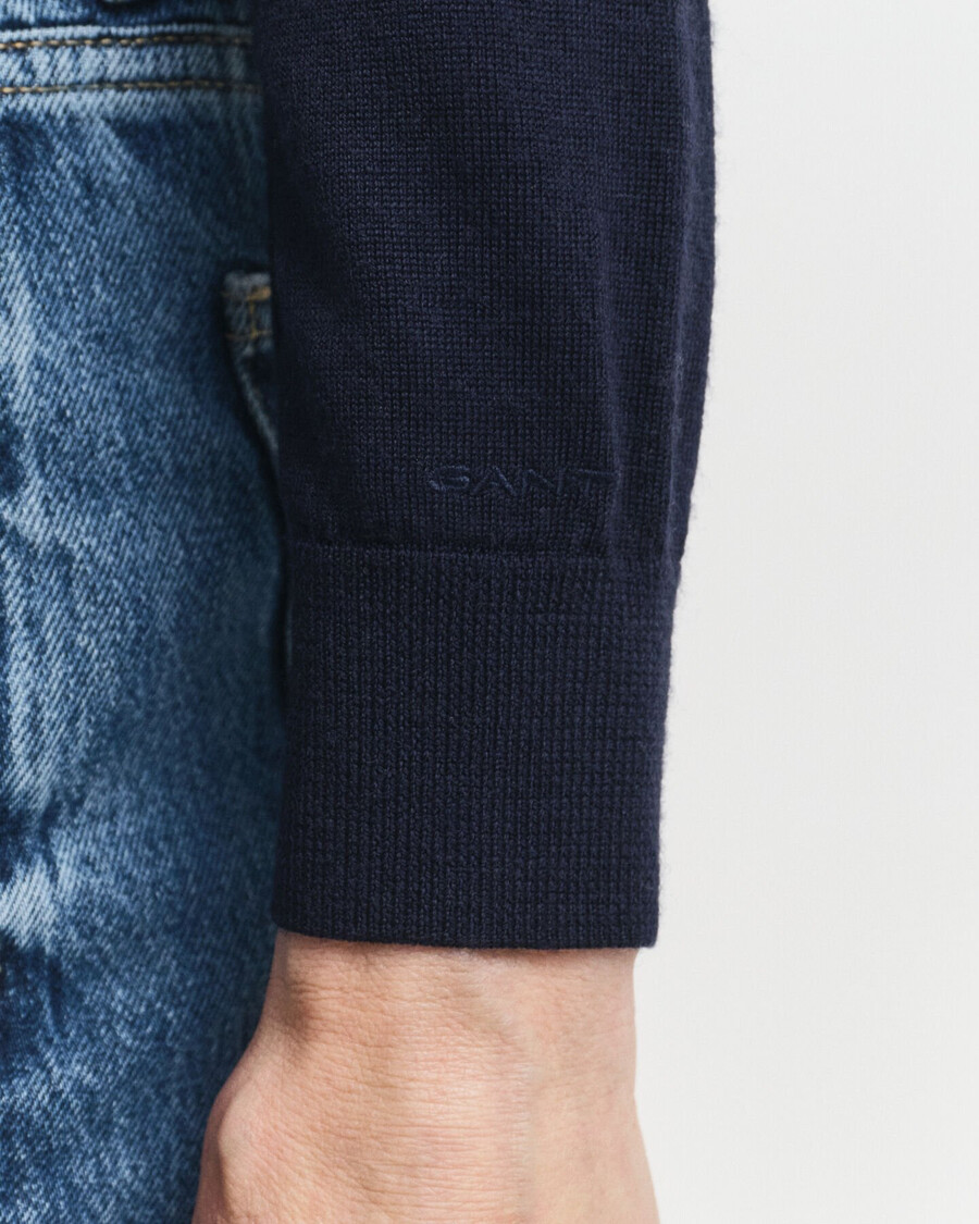 extra fine merino wool crew neck sweater - evening blue