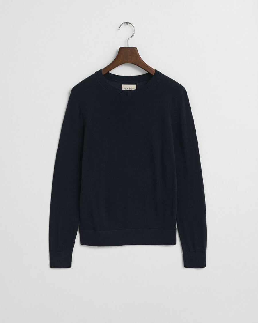 extra fine merino wool crew neck sweater - evening blue