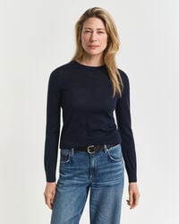 extra fine merino wool crew neck sweater - evening blue