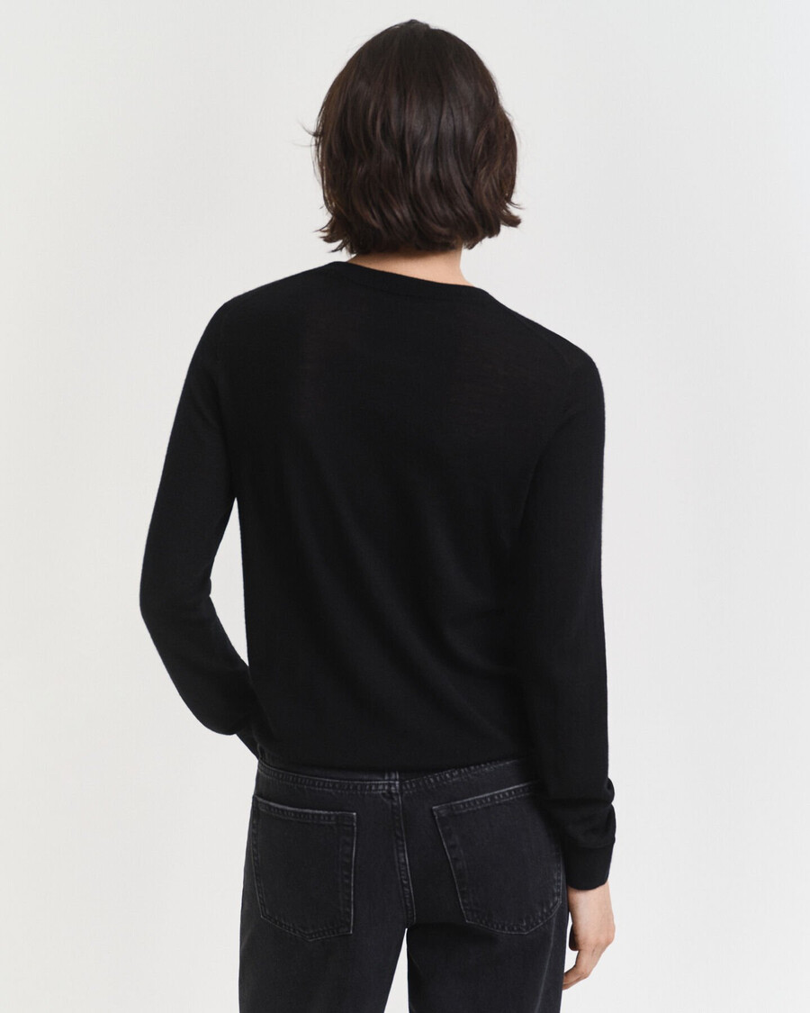 extra fine merino wool crew neck sweater - black