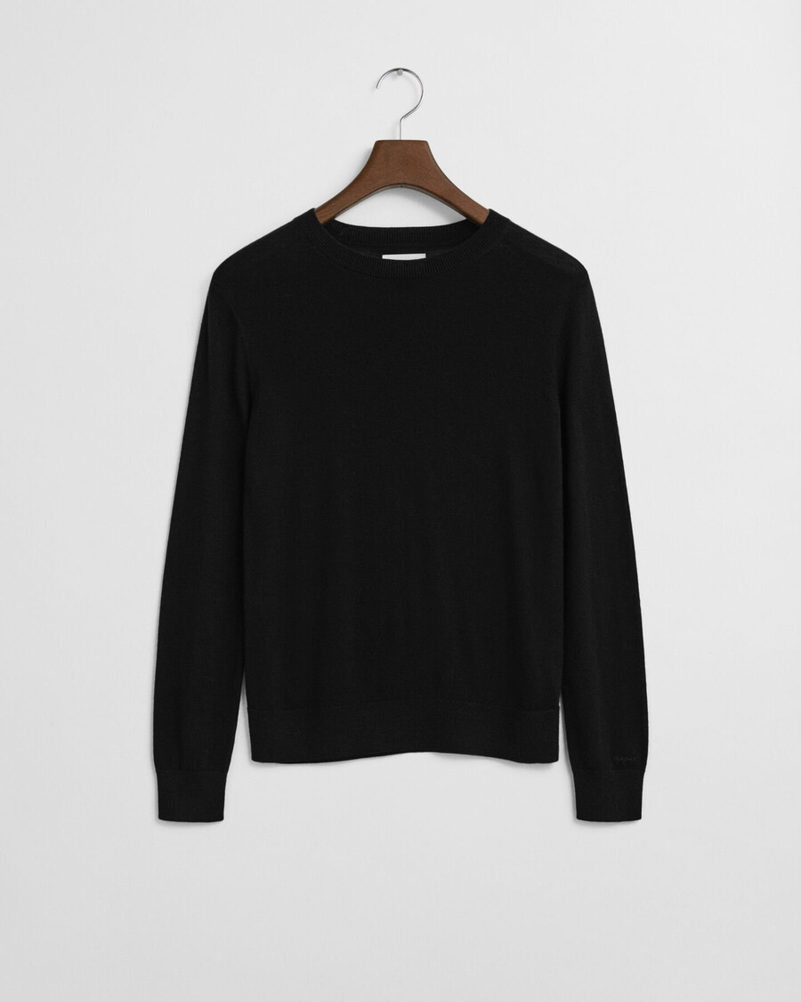 extra fine merino wool crew neck sweater - black