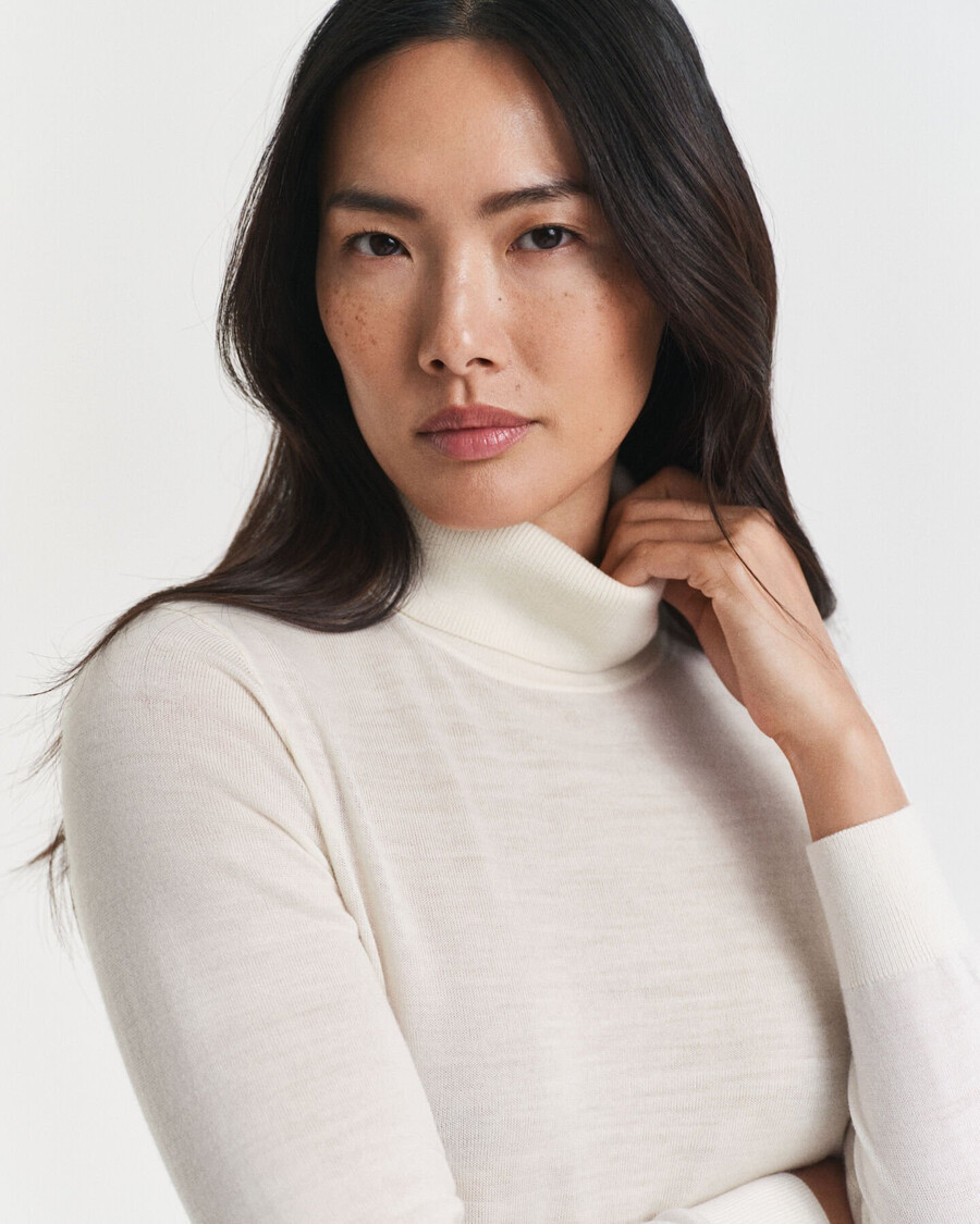 extra fine merino wool turtleneck sweater - cream