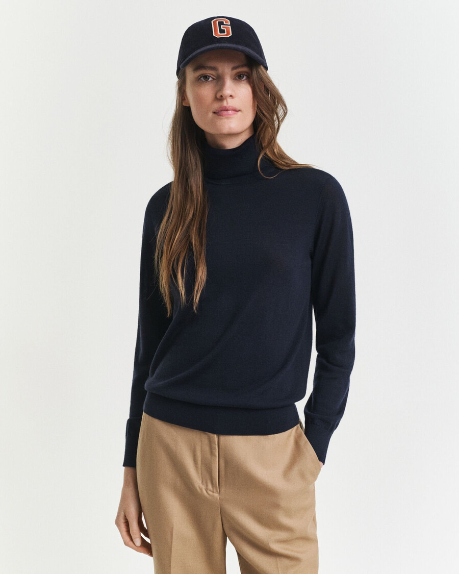 extra fine merino wool turtleneck sweater - evening blue