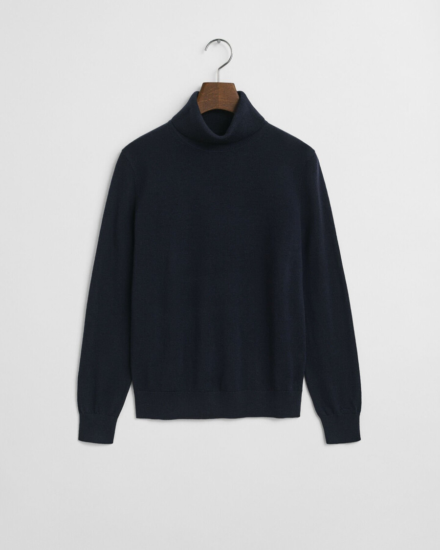extra fine merino wool turtleneck sweater - evening blue