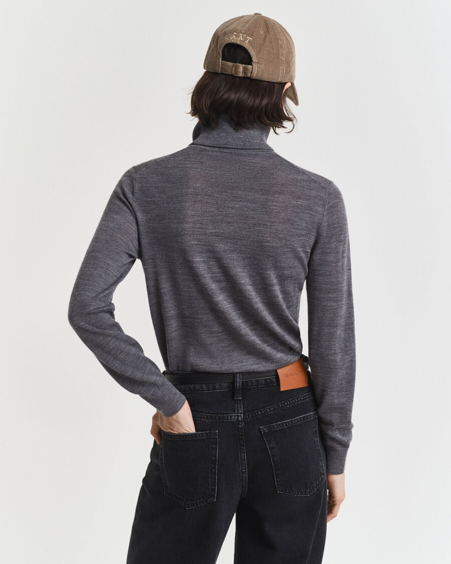 extra fine merino wool turtleneck sweater - charcoal melange