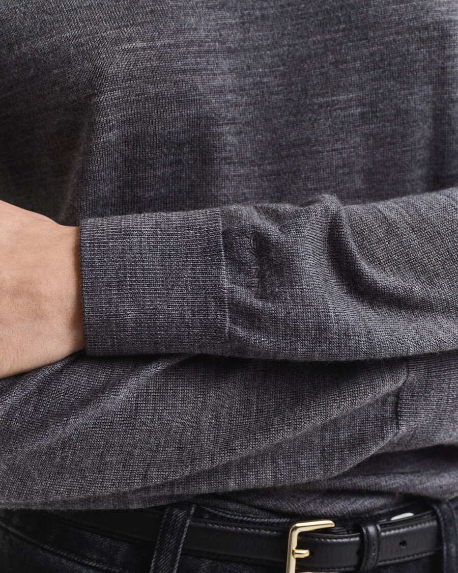 extra fine merino wool turtleneck sweater - charcoal melange