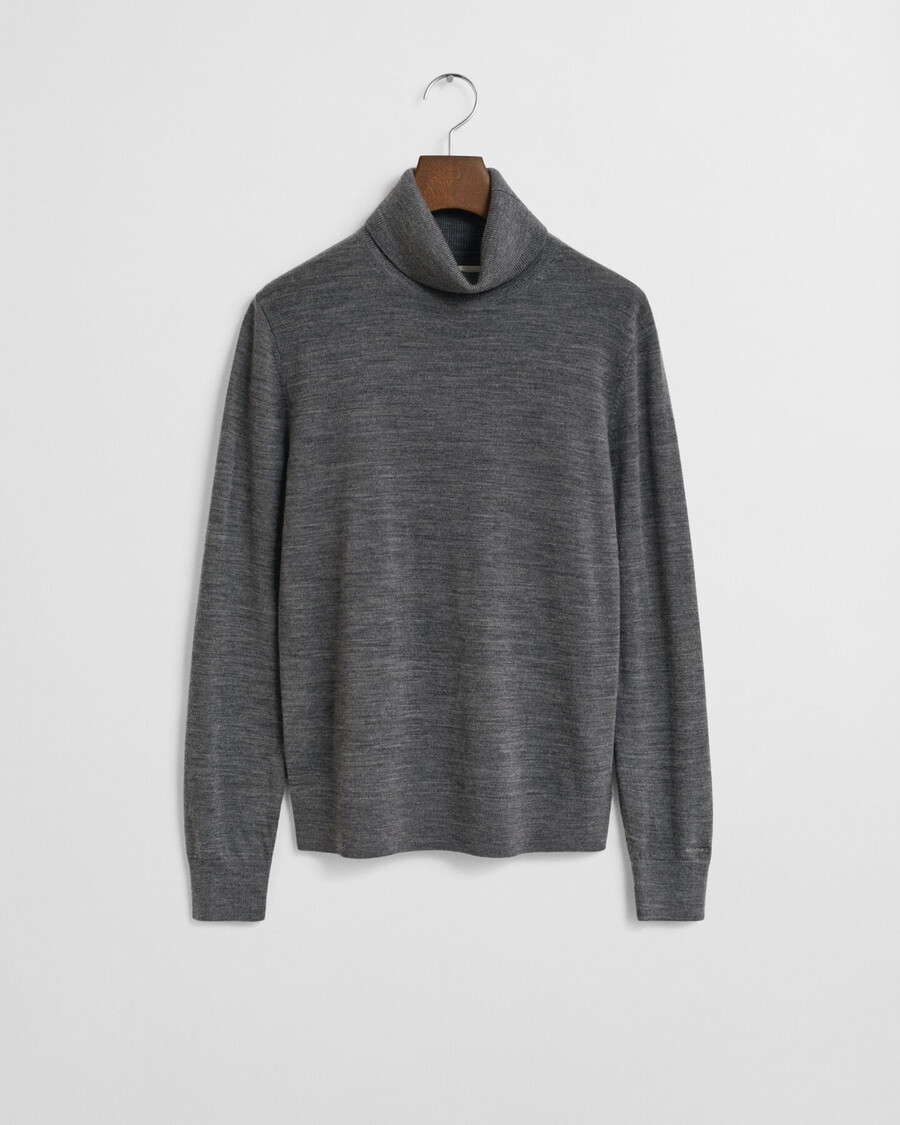 extra fine merino wool turtleneck sweater - charcoal melange