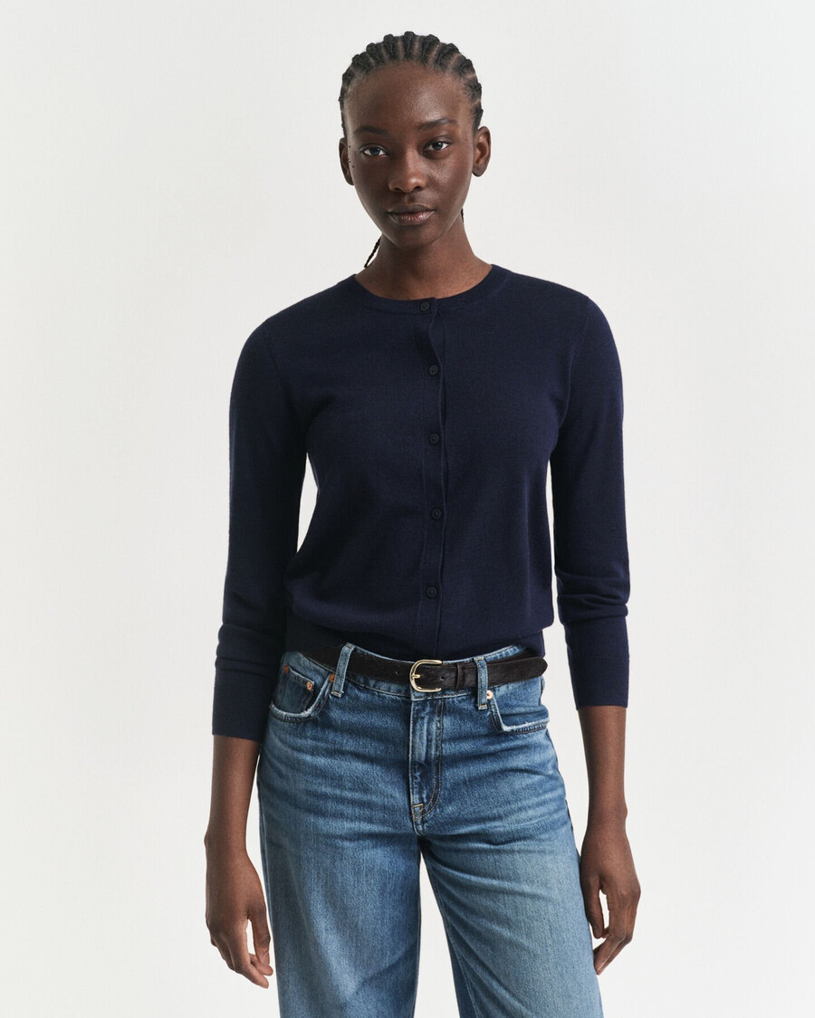 extra fine merino wool cardigan - evening blue