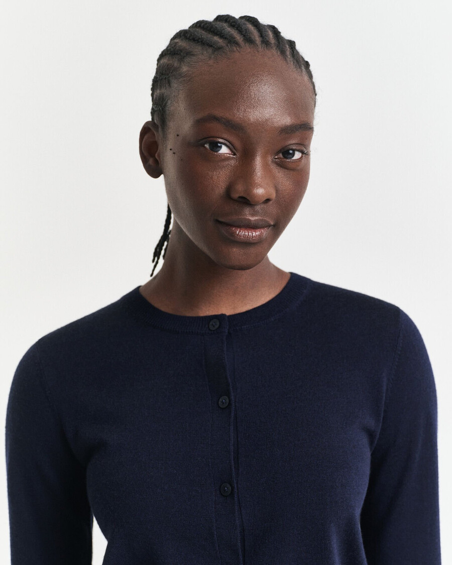 extra fine merino wool cardigan - evening blue