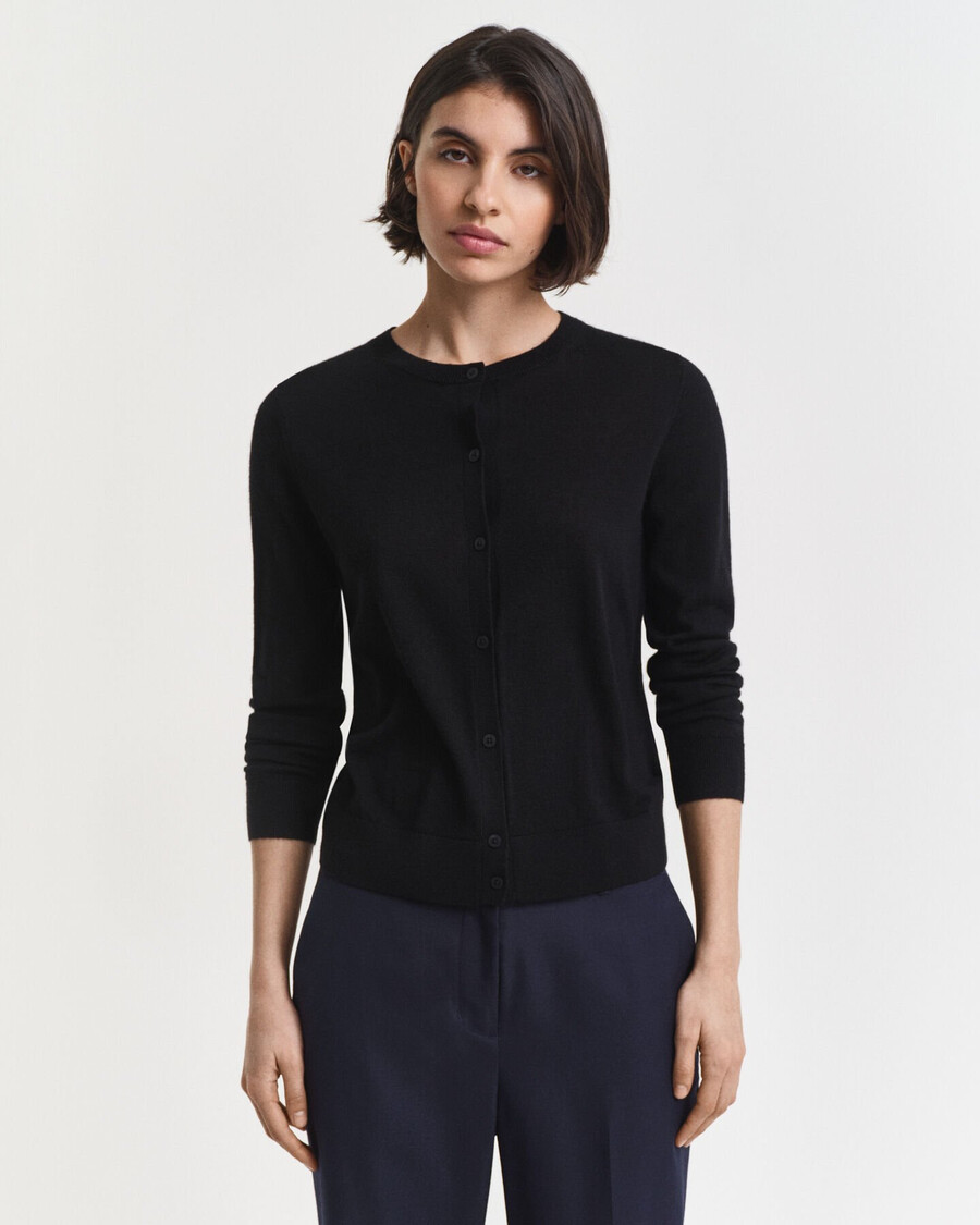 extra fine merino wool cardigan - black