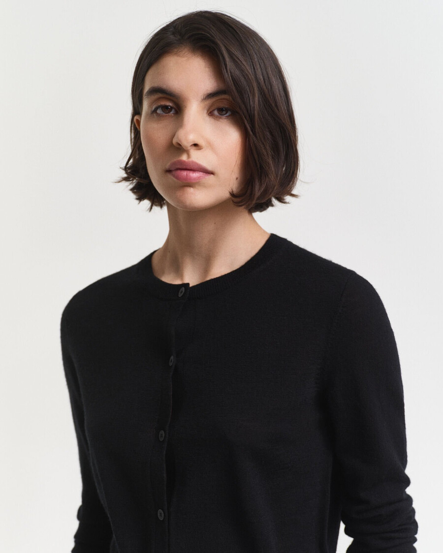 extra fine merino wool cardigan - black