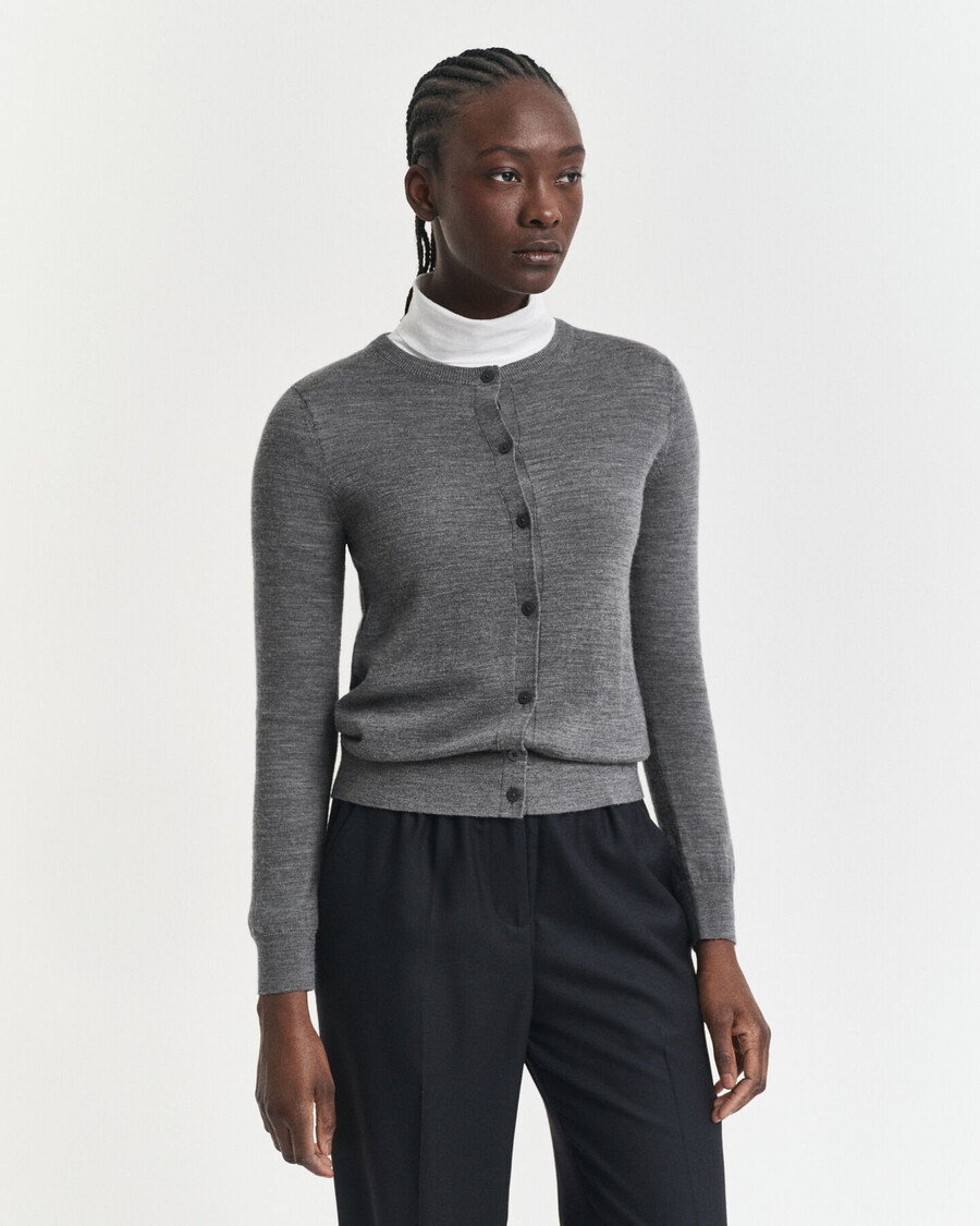 extra fine merino wool cardigan - charcoal melange