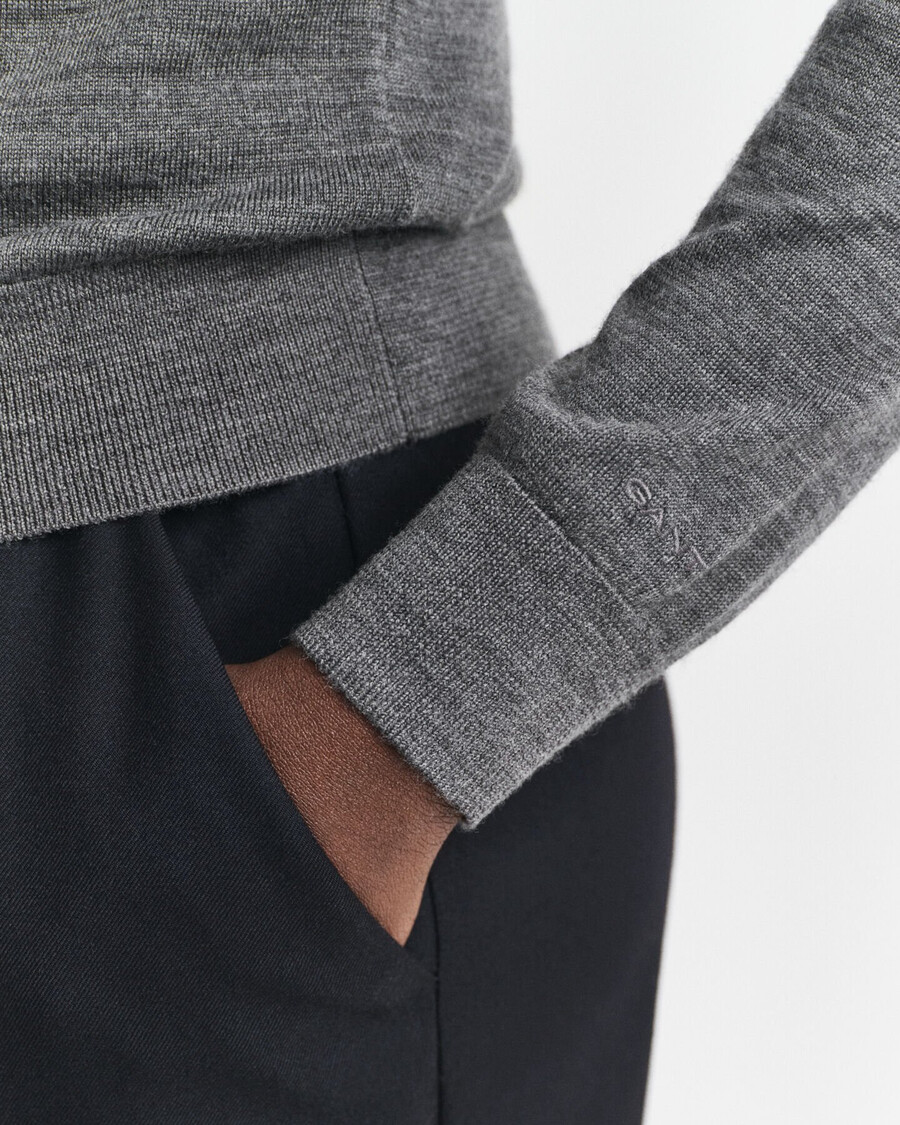 extra fine merino wool cardigan - charcoal melange