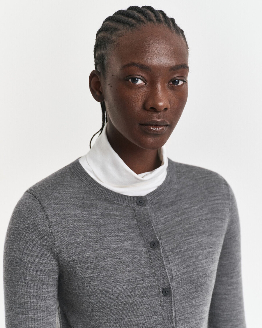 extra fine merino wool cardigan - charcoal melange