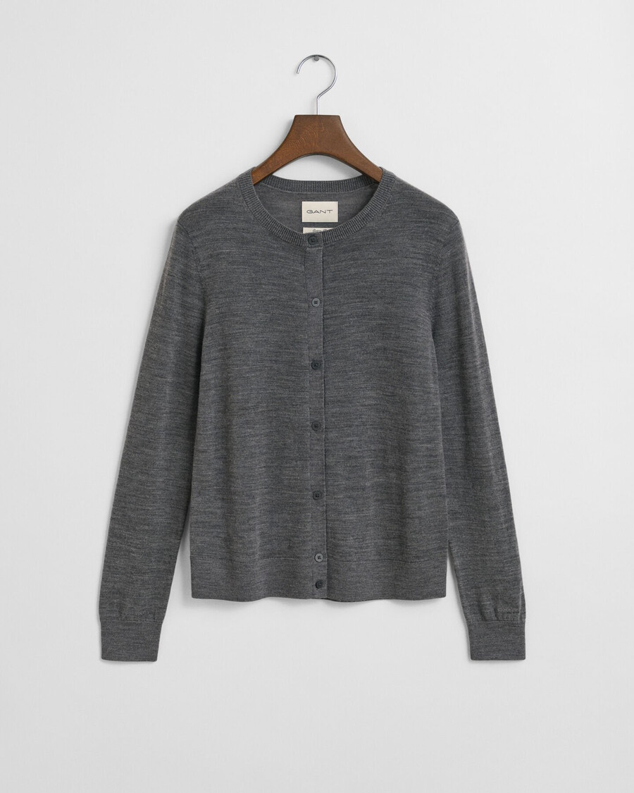 extra fine merino wool cardigan - charcoal melange