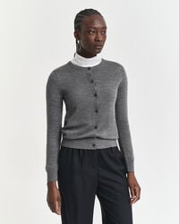 extra fine merino wool cardigan - charcoal melange