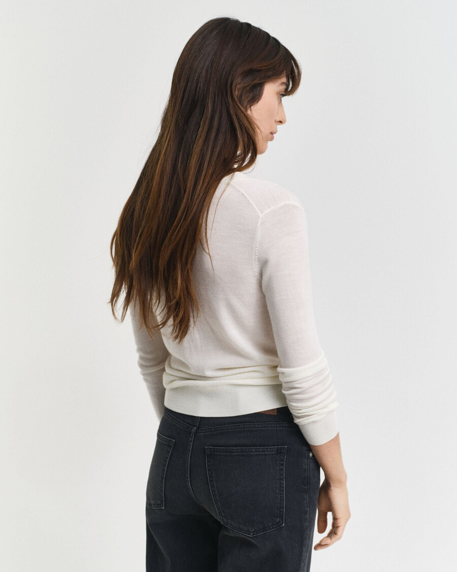 extra fine merino wool vneck sweater - cream