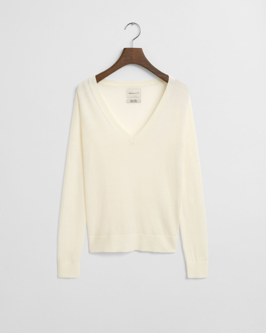 extra fine merino wool vneck sweater - cream