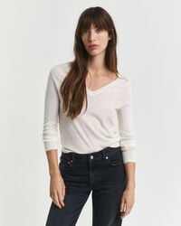 extra fine merino wool vneck sweater - cream