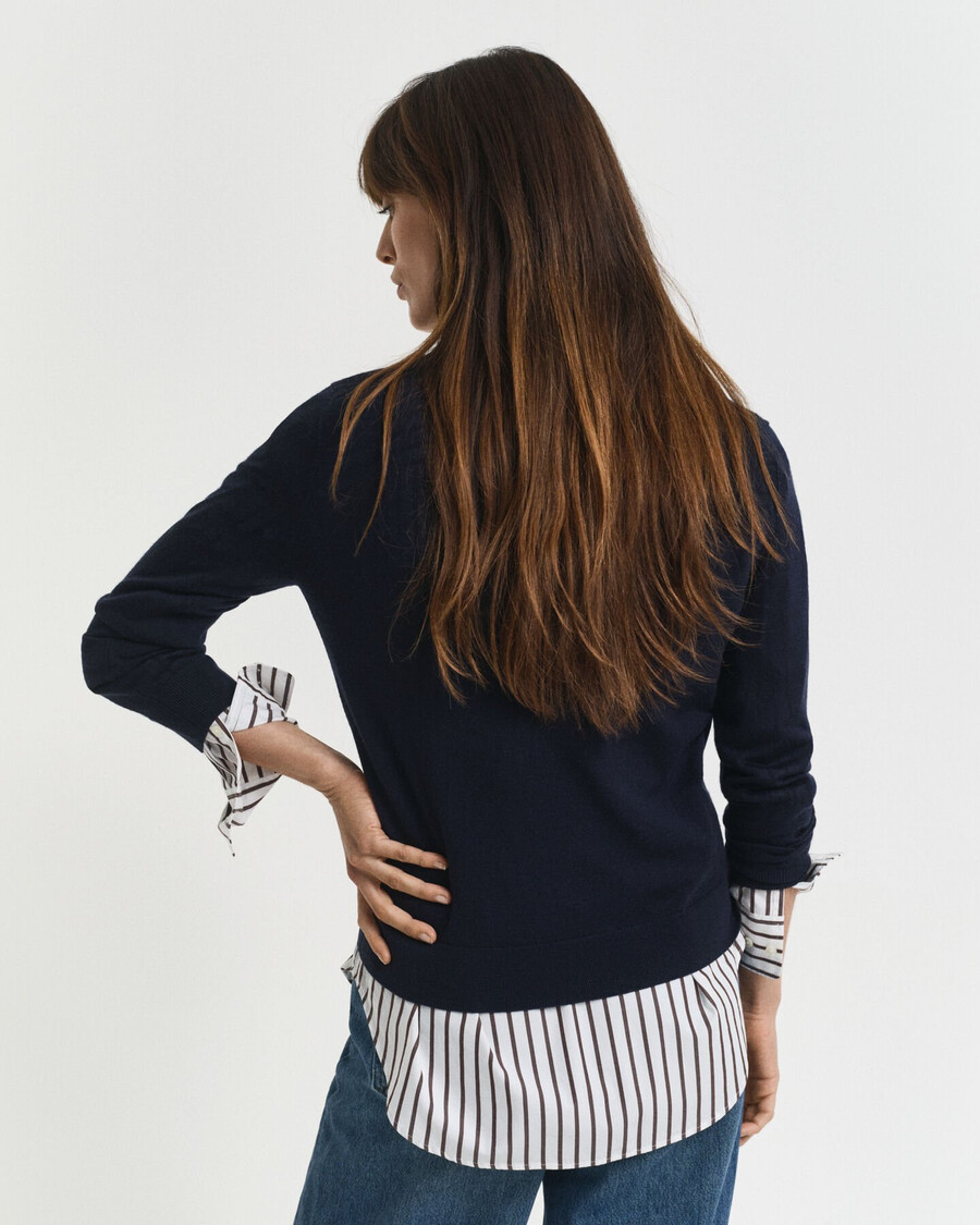 extra fine merino wool vneck sweater - evening blue