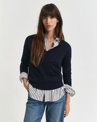extra fine merino wool vneck sweater - evening blue