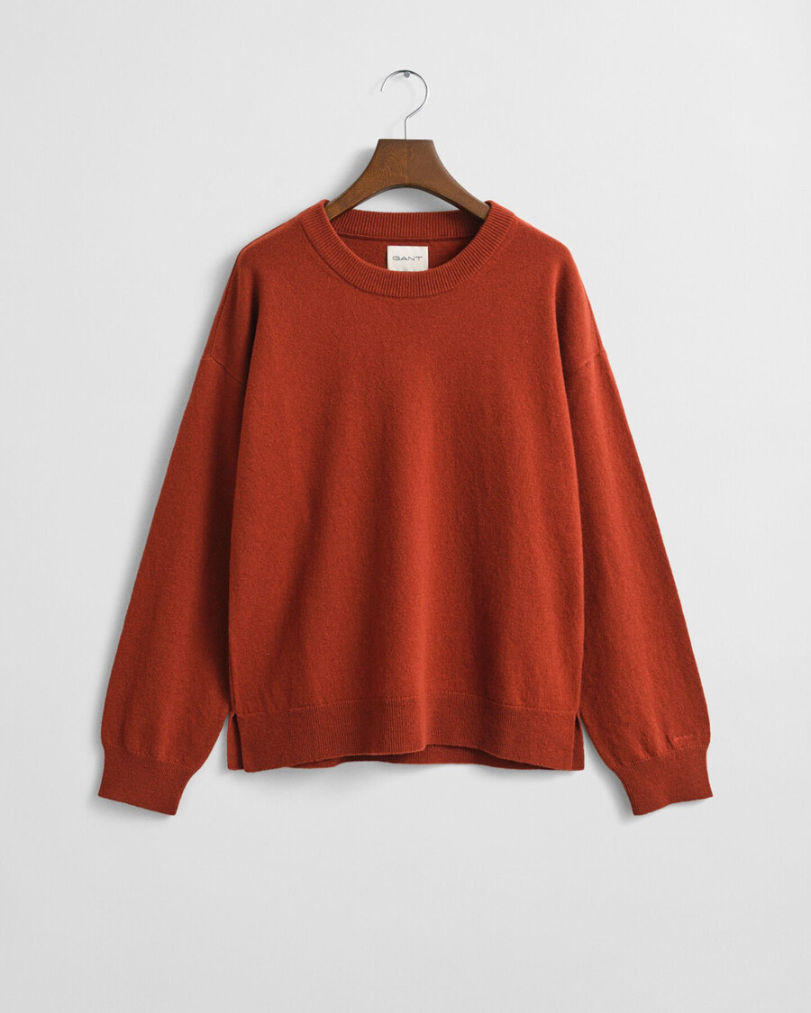 superfine lambswool crew neck sweater - modern rust