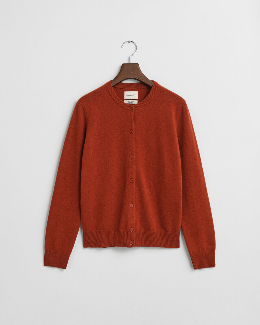 superfine lambswool cardigan - modern rust