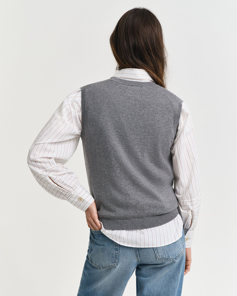 lightweight short sleeve knitted vest - charcoal melange