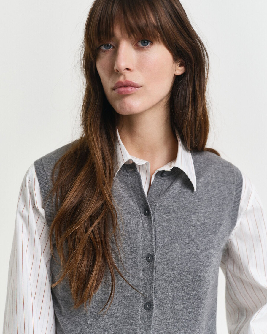 lightweight short sleeve knitted vest - charcoal melange