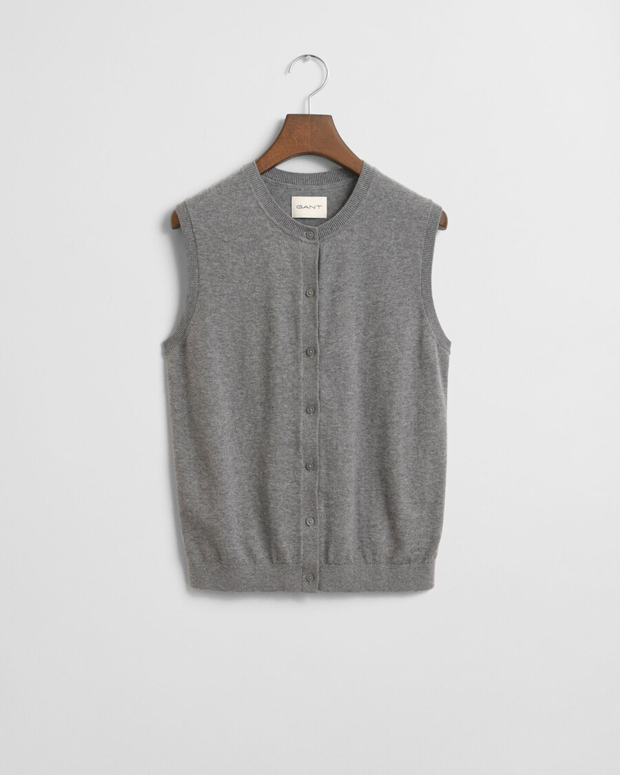 lightweight short sleeve knitted vest - charcoal melange