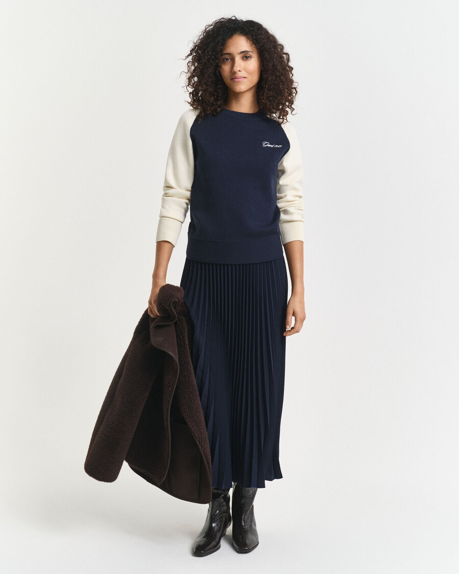 color blocked crew neck sweater - evening blue