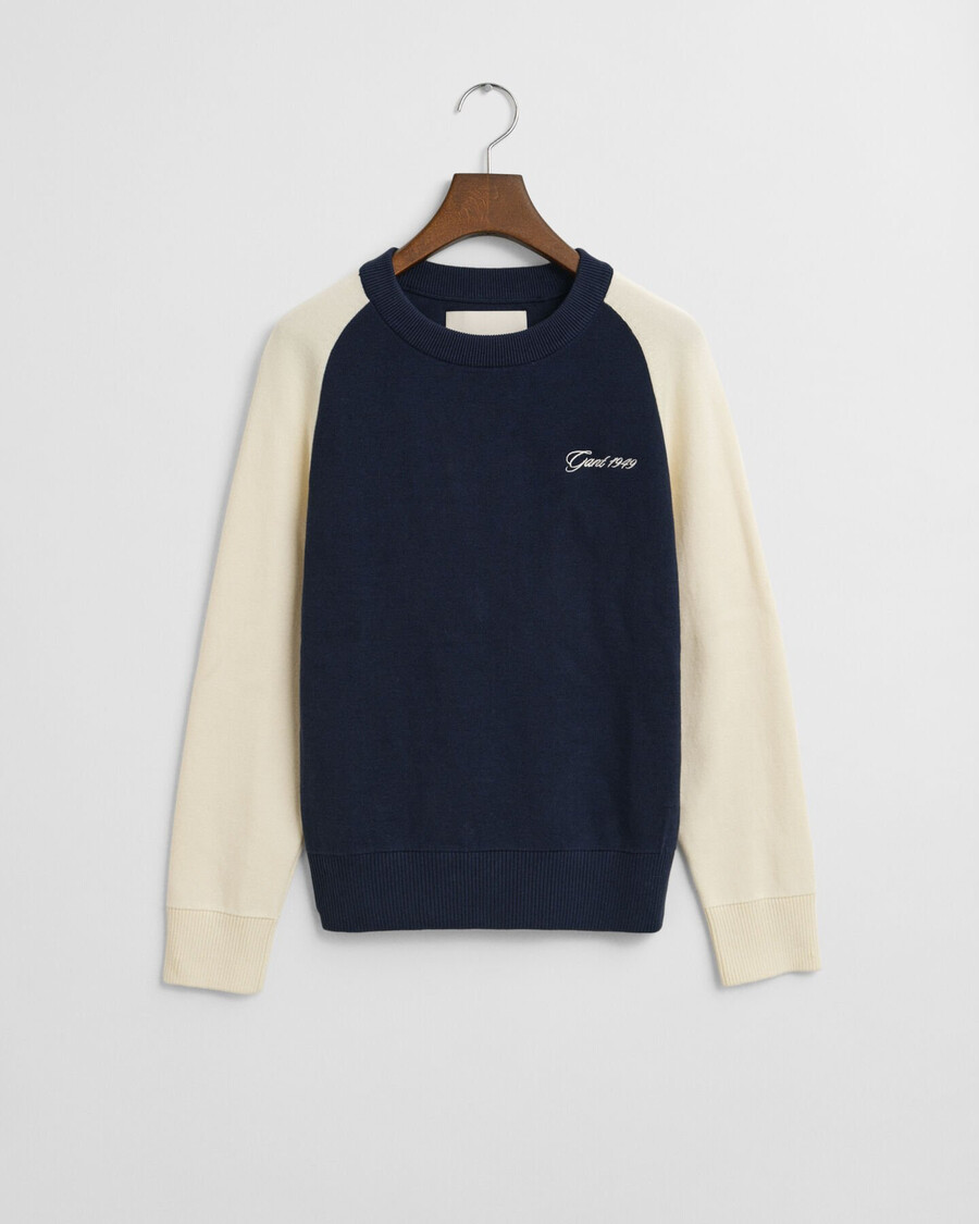 color blocked crew neck sweater - evening blue