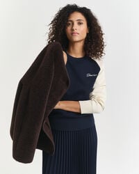 color blocked crew neck sweater - evening blue