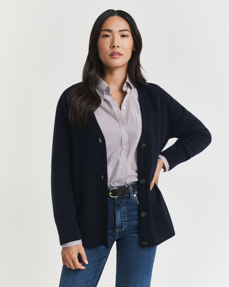 wool cashmere blend cardigan - evening blue