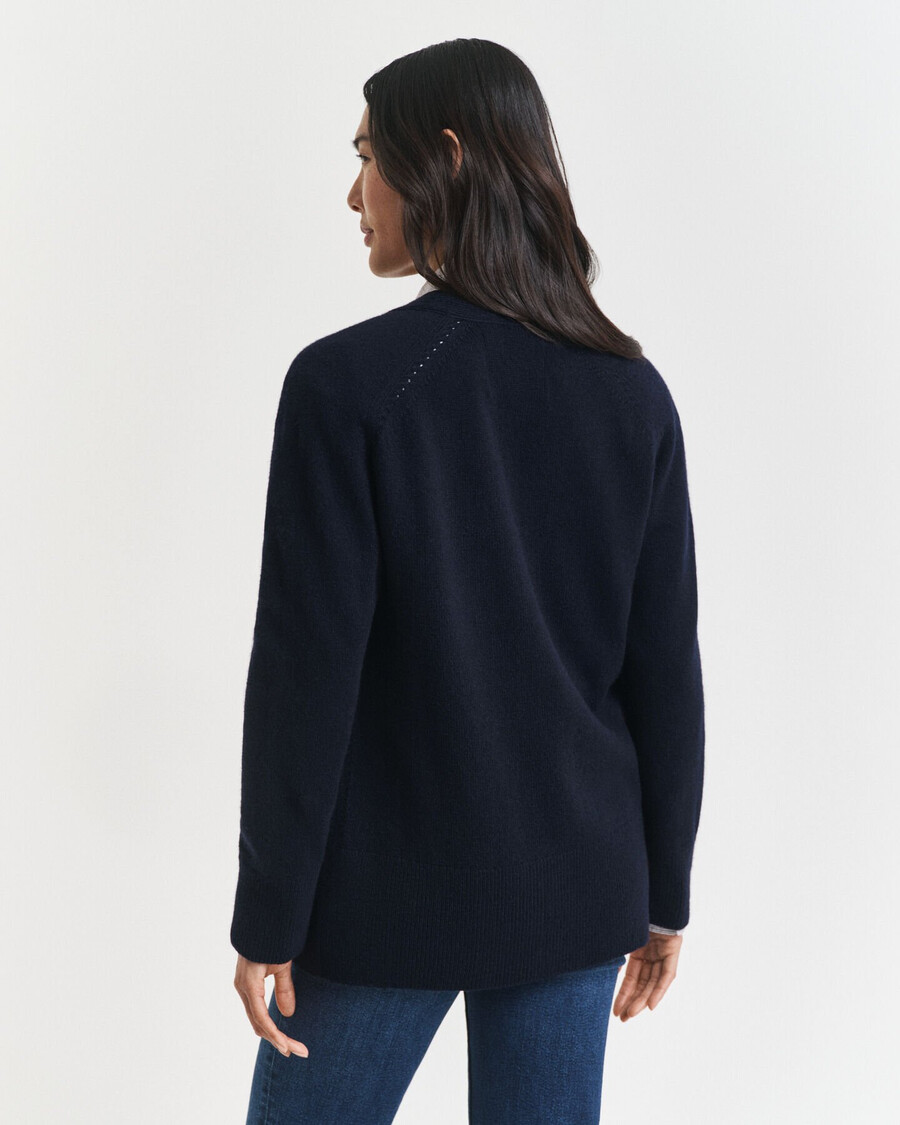 wool cashmere blend cardigan - evening blue