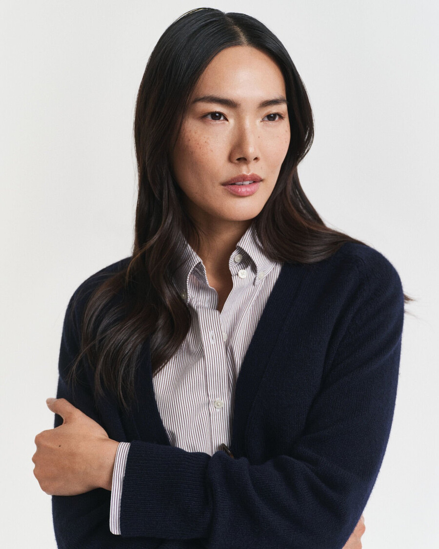 wool cashmere blend cardigan - evening blue