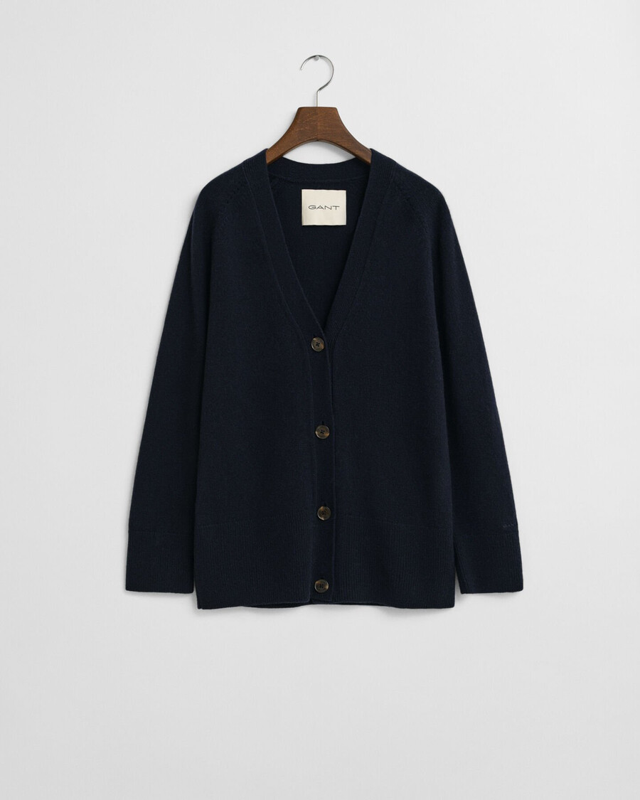 wool cashmere blend cardigan - evening blue