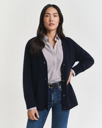 wool cashmere blend cardigan - evening blue