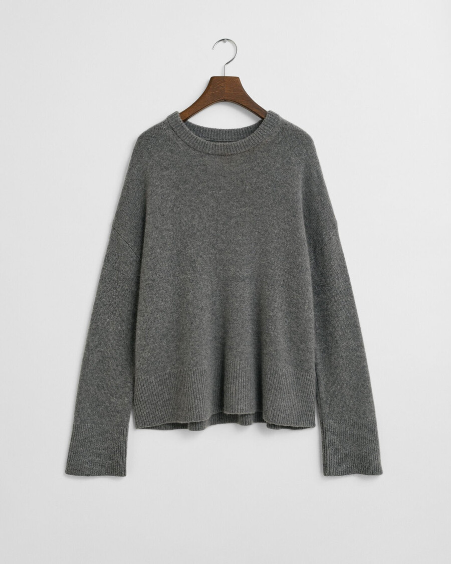 cashmere crew neck sweater - charcoal melange