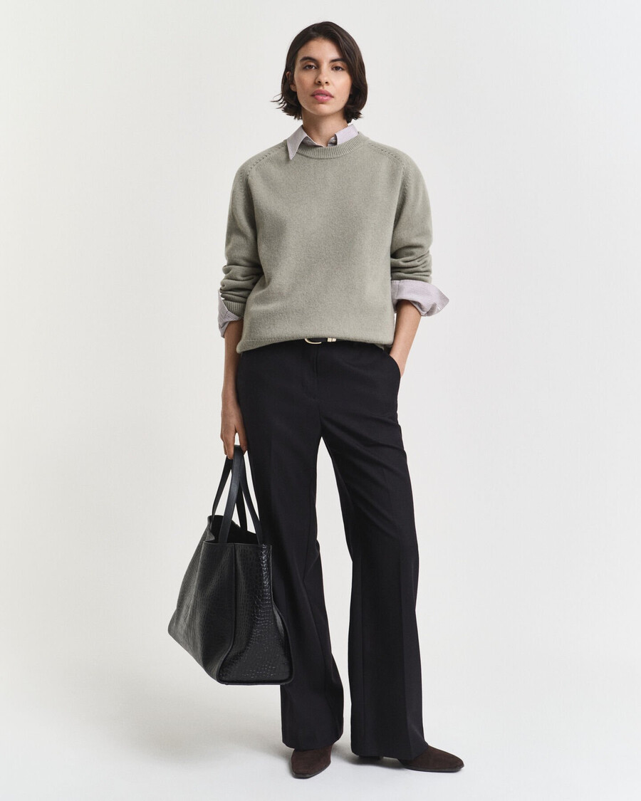 soft wool cashmere blend crew neck sweater - faded sage